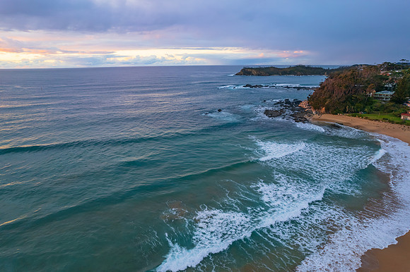 South Coast Sunrise Seascape and light high cloud