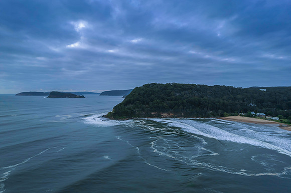Cloudy aerial sunrise seascape
