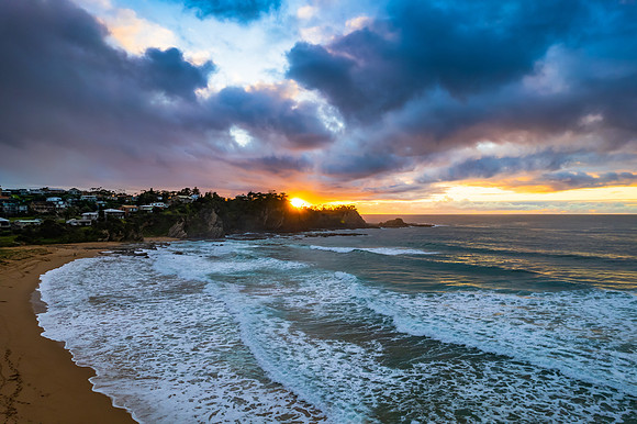 South Coast Sunrise Seascape and light high cloud