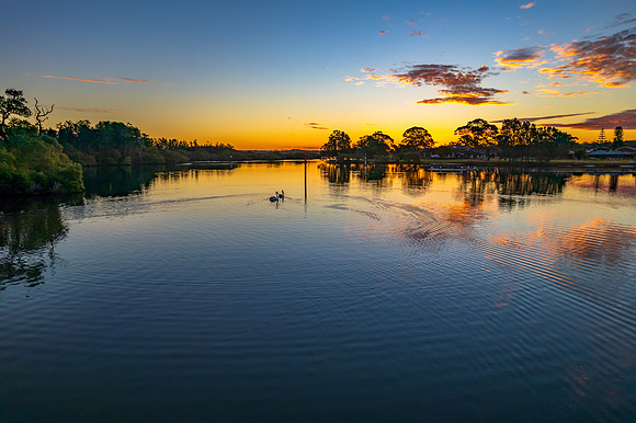 Ohmas Bay Sunset with Clouds and Reflections
