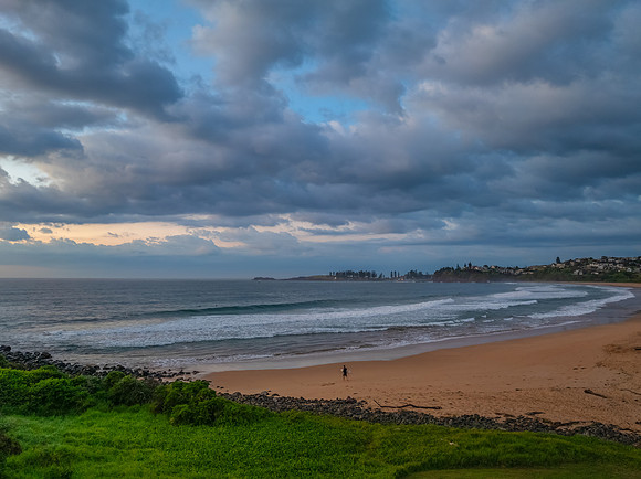 Aerial sunrise views over Bombo Beach at Kiama