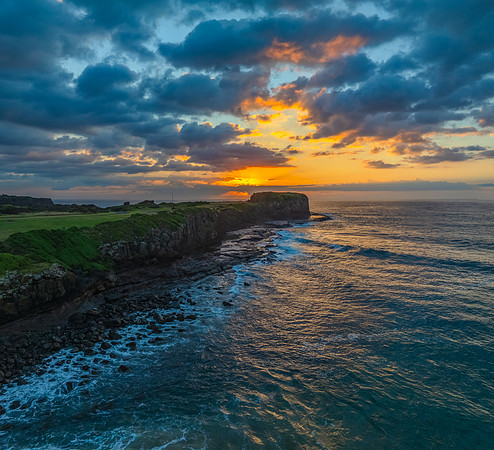 Aerial sunrise views over Bombo Beach at Kiama
