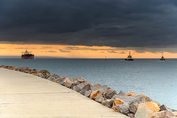 Coal Ship heading into port