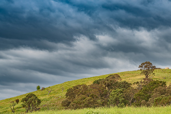 Afternoon storm clouds over the rural countryside