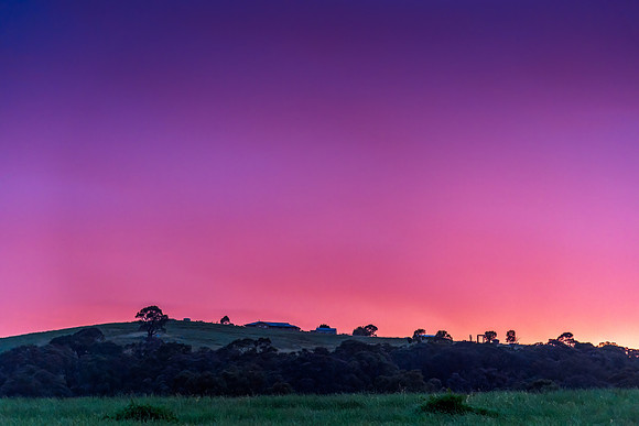 Sunset over the countryside after the storm