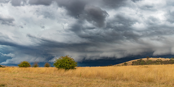 Wild storm approaching over the rural countryside