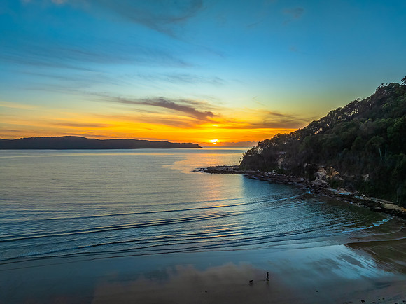 Gentle Summer Sunrise at the Seaside with High Cloud