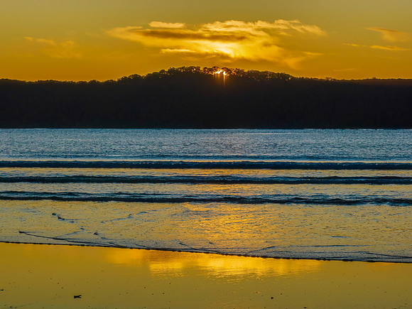 Aerial sunrise at the beach