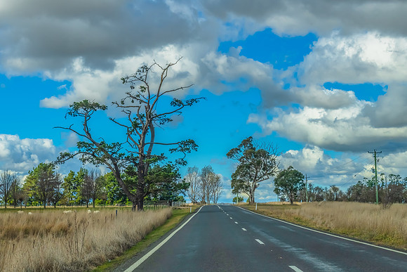 Clouds and a Winter sky over rural land