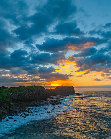 Aerial sunrise views over Bombo Beach at Kiama