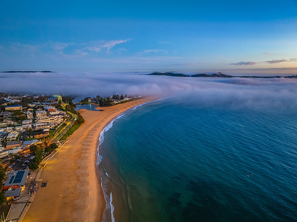 Foggy sunrise at the seaside