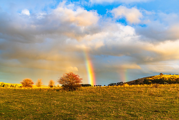Rainbow over the rural countryside