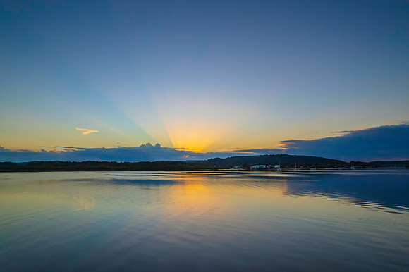 Sunrise waterscape over the bay