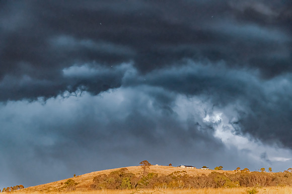 Wild storm approaching over the rural countryside