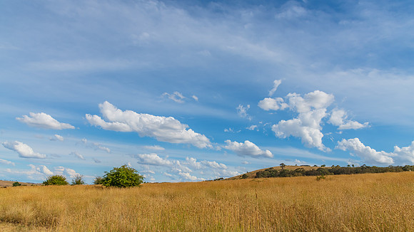 Late afternoon Summer views with clouds over the rural land