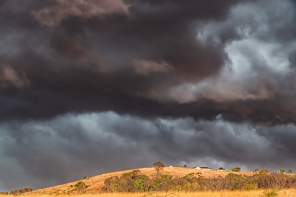 Wild storm approaching over the rural countryside