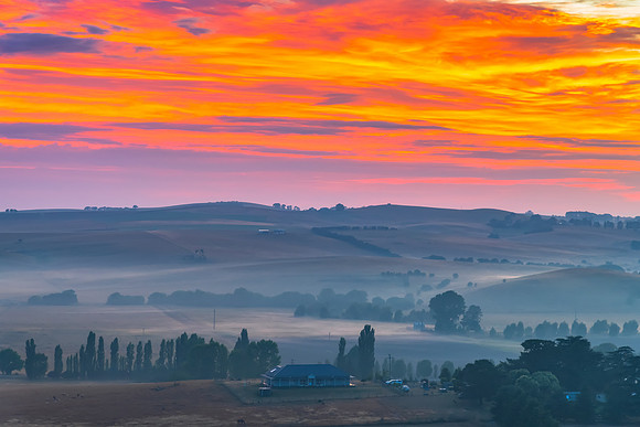 Sunrise over Blayney and surrounding countryside