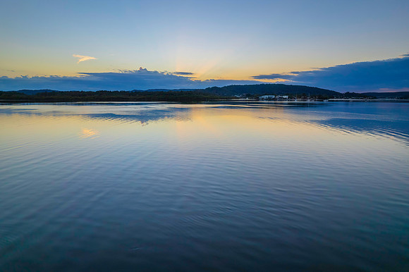 Sunrise waterscape over the bay