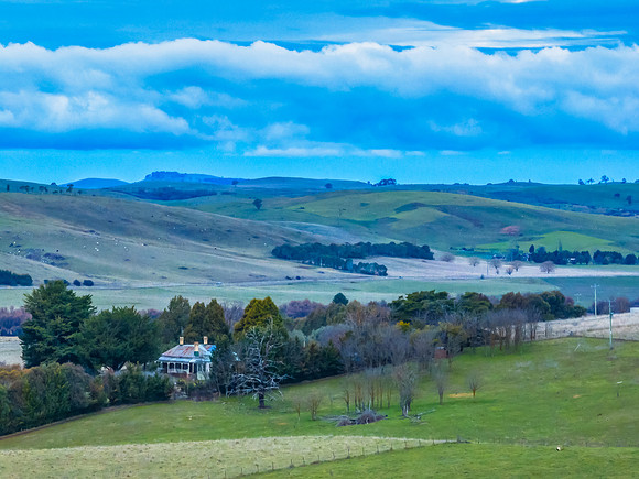 Twilight skies with cloud cover over the countryside