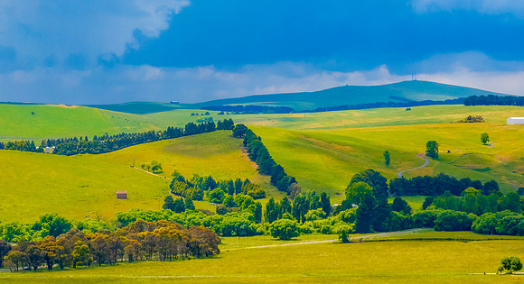 Stormy skies over the rural countryside