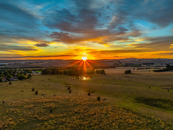 Sunrise light over the countryside