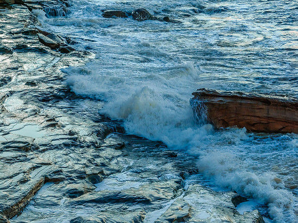 Early morning rocks and the sea