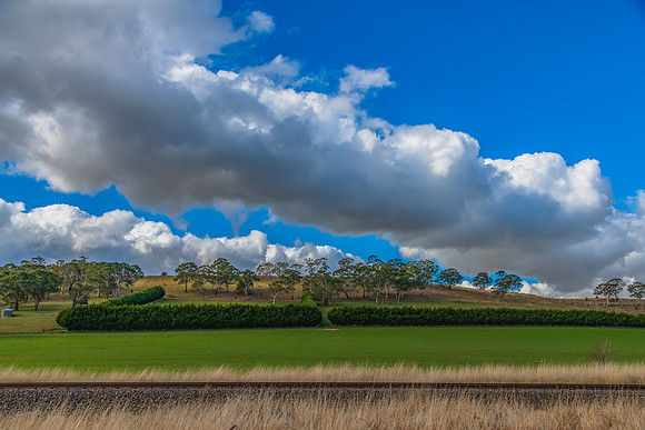 Clouds and a Winter sky over rural land