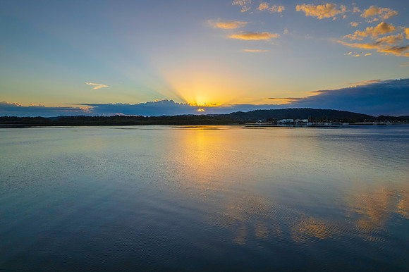 Sunrise waterscape over the bay