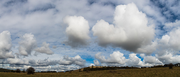 Low and medium clouds over the countryside
