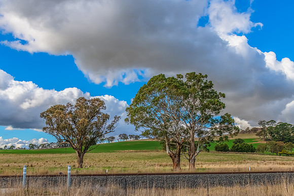 Clouds and a Winter sky over rural land