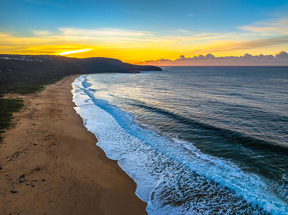 Sunrise seascape views with high cloud