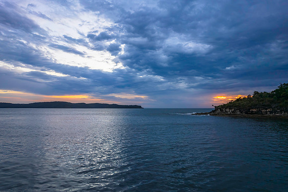 Cloudy sunrise seascape as a storm moves on