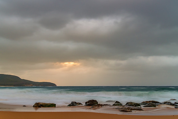 Moody morning sunrise at the seaside