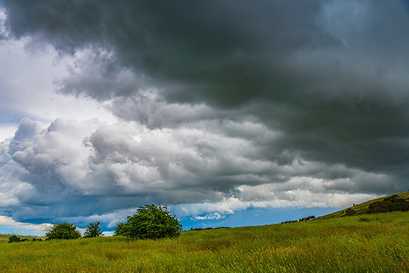 Stormy skies over the rural countryside