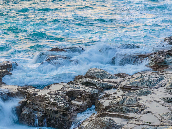 Top down rocky seascape in the sunrise light