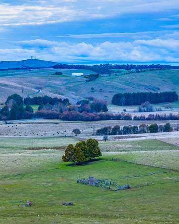 Twilight skies with cloud cover over the countryside
