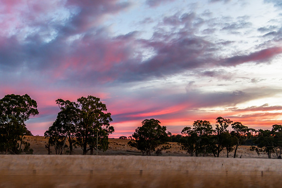 Winter Sunrise over the Australian countryside on the outskirts