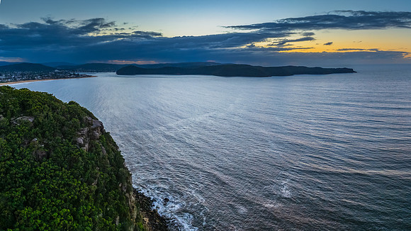 Aerial sunrise at the seaside