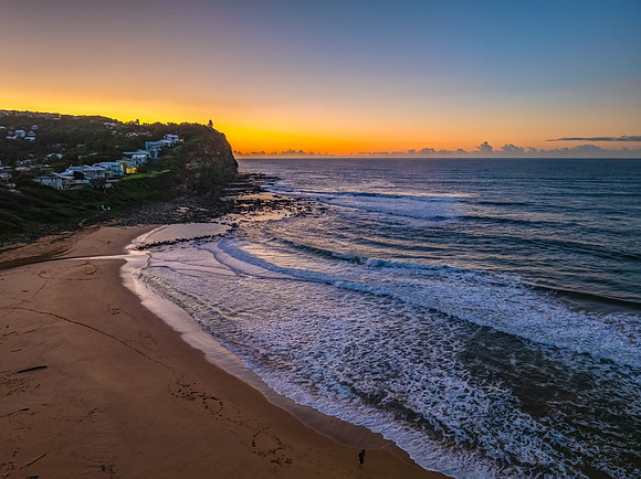 Sunrise seascape with clear skies