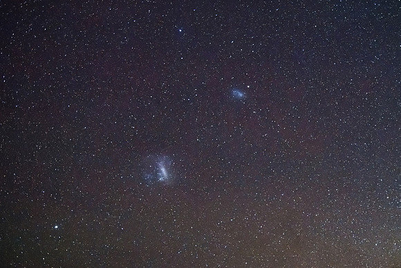 Stargazing at the celestial night sky and magellanic clouds
