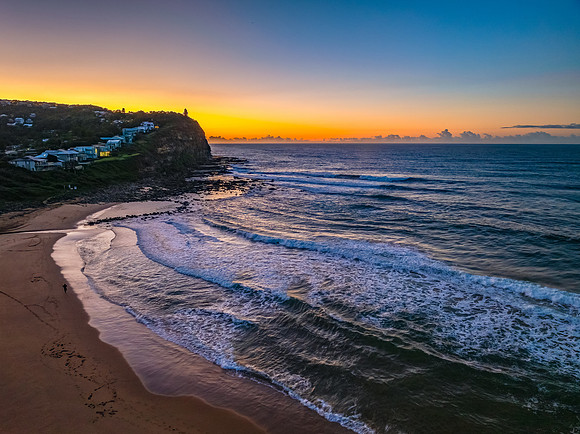 Sunrise seascape with clear skies