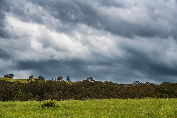 Afternoon storm clouds over the rural countryside