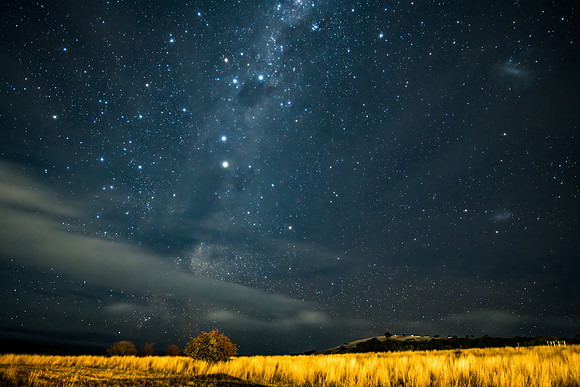 Stargazing at the night sky and milky way