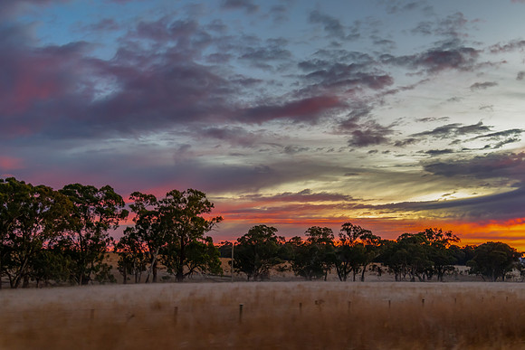 Winter Sunrise over the Australian countryside on the outskirts