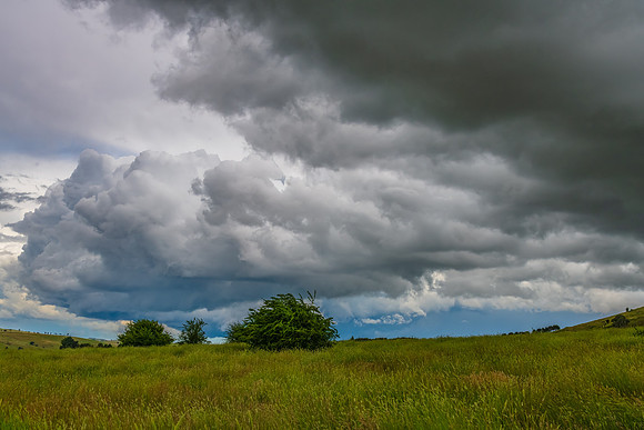 Stormy skies over the rural countryside