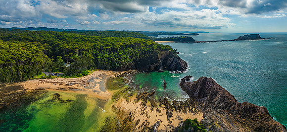 Aerial views over Guerilla Bay - Batemans Bay