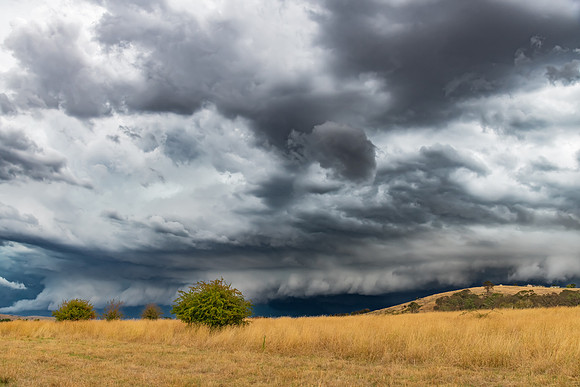 Wild storm approaching over the rural countryside