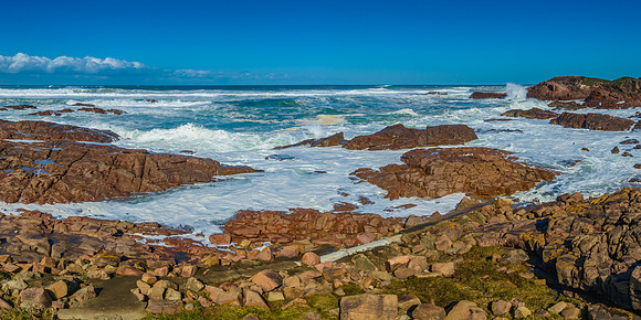 Seascape panorama with rocky coastline