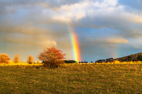 Rainbow over the rural countryside