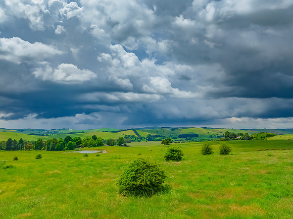 Stormy skies over the rural countryside